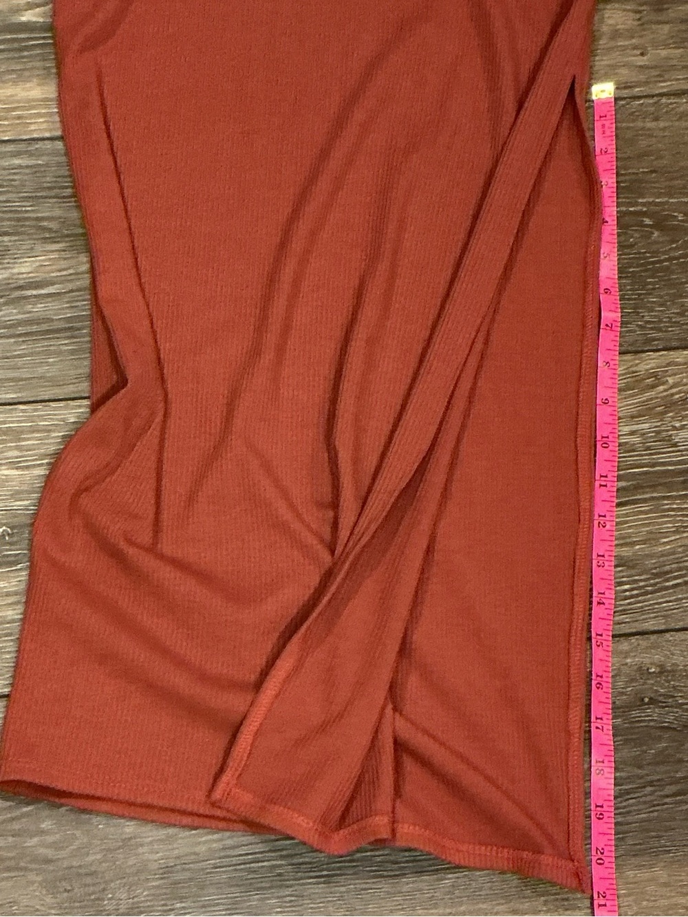 Lulus Rust Ribbed Maxi Dress XS Stretch Tie Back Side Slit - Picture 8 of 12